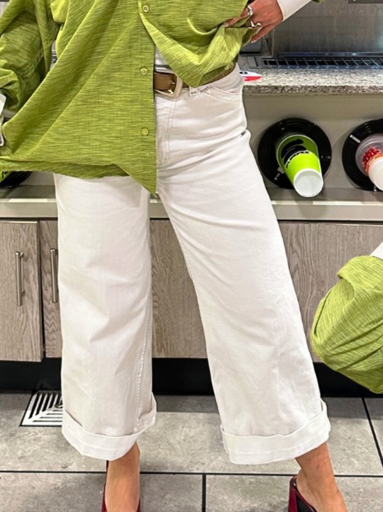 Ag Adriano Goldschmied Pants - Ag Adriano Goldschmied White Wide Leg Cropped Boot-Cut Jeans